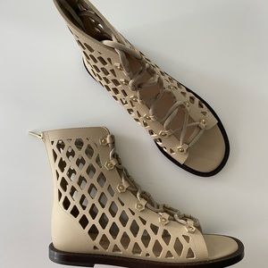 $750 AUTHENTIC Dior D-Trap Leather Lace-up Sandals